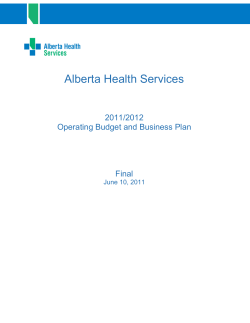 Alberta Health Services 2011/2012 Operating Budget and Business Plan
