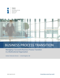 BUSINESS PROCESS TRANSITION Managing a Successful Business Process Transition