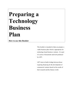Preparing a Technology Business Plan