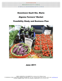 Downtown Sault Ste. Marie Algoma Farmers’ Market Feasibility Study and Business Plan