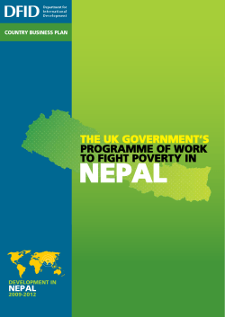 nepAl the UK Government’s proGrAmme of WorK to fiGht poverty in