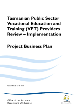 Tasmanian Public Sector Vocational Education and Training (VET) Providers Review – Implementation