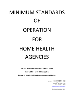 MINIMUM STANDARDS OF OPERATION FOR