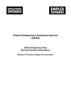 Ontario Employment Assistance Service (OEAS)  2014-15 Business Plan