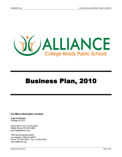Business Plan, 2010  For More Information Contact: