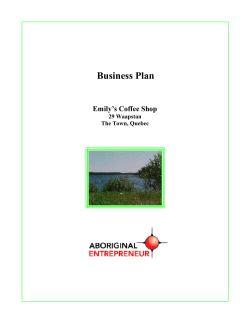 Business Plan Emily’s Coffee Shop 29 Waapstan The Town, Quebec