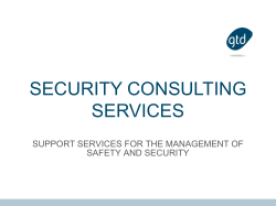 SECURITY CONSULTING SERVICES SUPPORT SERVICES FOR THE MANAGEMENT OF SAFETY AND SECURITY