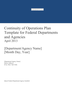 Continuity of Operations Plan Template for Federal Departments and Agencies [Department/Agency Name]