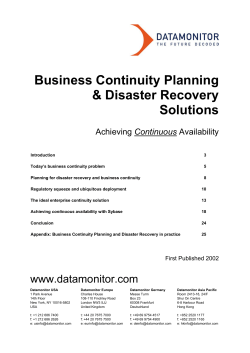 Business Continuity Planning &amp; Disaster Recovery Solutions Continuous