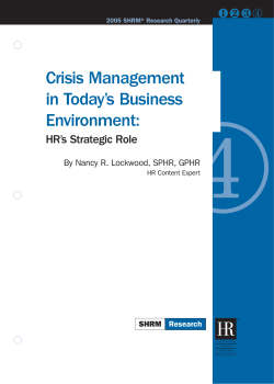 { Crisis Management in Today’s Business Environment: