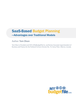 SaaS-Based Budget Planning —Advantages over Traditional Models Tom Olson