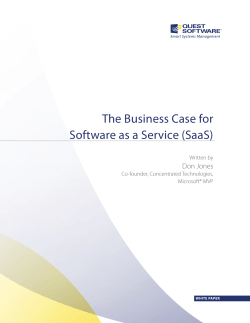 The Business Case for Software as a Service (SaaS) Don Jones Written by