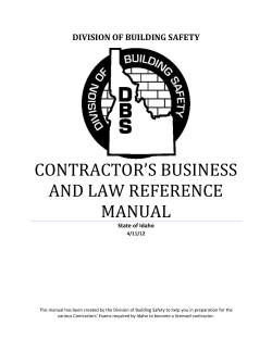 CONTRACTOR’S BUSINESS AND LAW REFERENCE MANUAL DIVISION OF BUILDING SAFETY