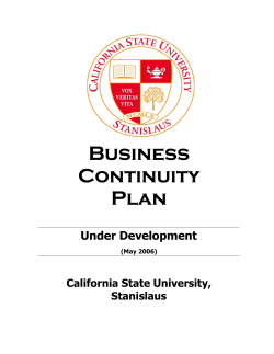Business Continuity Plan Under Development