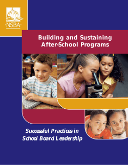 Building and Sustaining After-School Programs Successful Practices in School Board Leadership