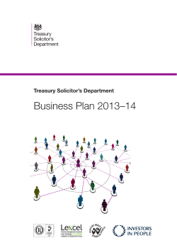 Business Plan 2013–14 Treasury Solicitor’s Department Treasury Solicitor’s