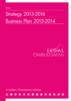 Strategy 2013-2016 Business Plan 2013-2014 A modern Ombudsman scheme Final
