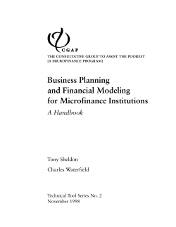 Business Planning and Financial Modeling for Microfinance Institutions A Handbook