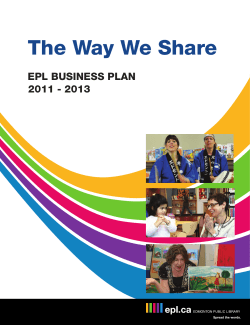 The Way We Share EPL BUSINESS PLAN 2011 - 2013