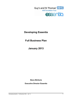 Developing Essentia Full Business Plan January 2013