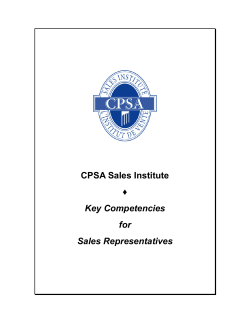 CPSA Sales Institute ♦ Key Competencies