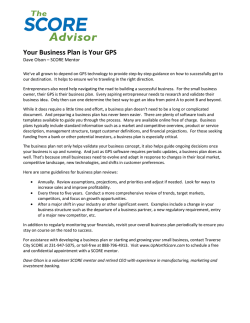 Your Business Plan is Your GPS  Dave Olson &ndash; SCORE Mentor