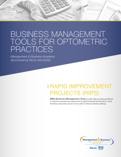 BUSINESS MANAGEMENT TOOLS FOR OPTOMETRIC PRACTICES RAPID IMPROVEMENT