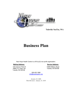 Business Plan  Tukwila/ SeaTac, WA