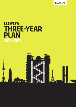Three-Year Plan Lloyd’s 2013 – 2015