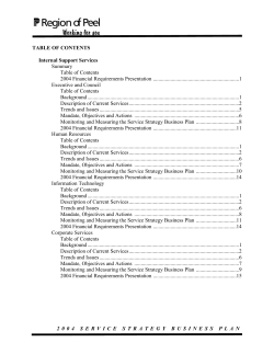 Summary Table of Contents 2004 Financial Requirements Presentation ................................................................1