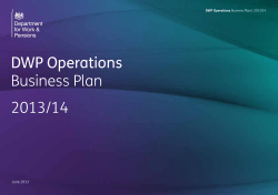 DWP Operations Business Plan 2013/14 June 2013