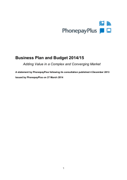 Business Plan and Budget 2014/15