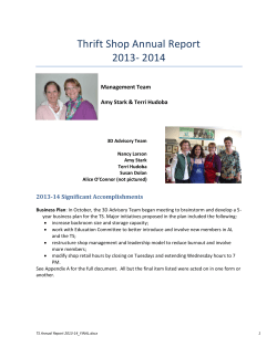 Thrift  Shop  Annual  Report 2013-  2014  Management Team