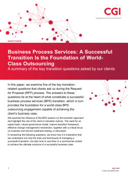 Business Process Services: A Successful Transition Is the Foundation of World-