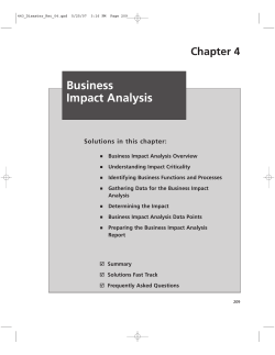 Business Impact Analysis Chapter 4 Solutions in this chapter: