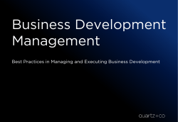 Business Development Management  Best Practices in Managing and Executing Business Development