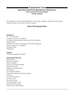 Equipment List Agricultural Business Management-Agriscience