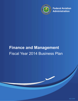 Finance and Management Fiscal Year 201 Business Plan Federal Aviation Administration