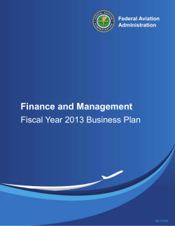 Finance and Management Fiscal Year 2013 Business Plan Federal Aviation Administration