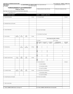 FARM BUSINESS PLAN WORKSHEET FSA-2037 Form Approved - OMB No. 0560-0154 (01-18-05)