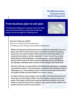 From business plan to exit plan  The Mahoney Team at