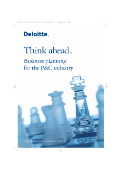 . Think ahead Business planning for the P&amp;C industry