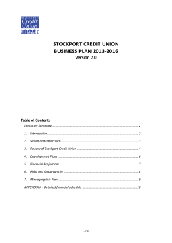 STOCKPORT CREDIT UNION BUSINESS PLAN 2013-2016 Version 2.0