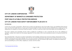 CITY OF LONDON CORPORATION  DEPARTMENT OF MARKETS &amp; CONSUMER PROTECTION