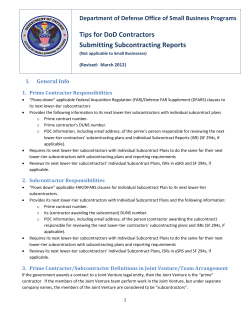 Tips for DoD Contractors Submitting Subcontracting Reports
