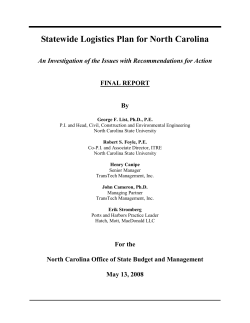 Statewide Logistics Plan for North Carolina  FINAL REPORT