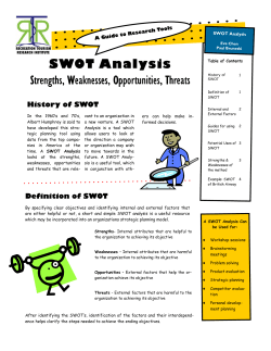SWOT Analysis  S trengths,