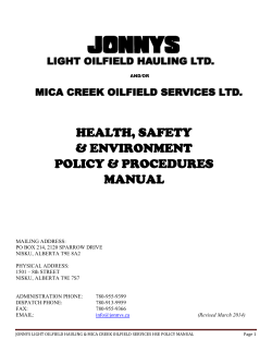 HEALTH, SAFETY &amp; ENVIRONMENT POLICY &amp; PROCEDURES MANUAL