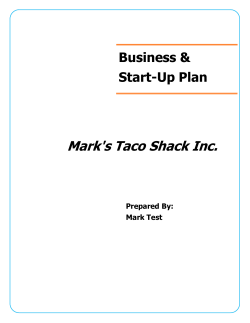 Mark's Taco Shack Inc. Business &amp; Start-Up Plan