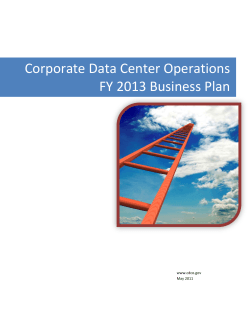 Corporate Data Center Operations FY 2013 Business Plan  www.cdco.gov